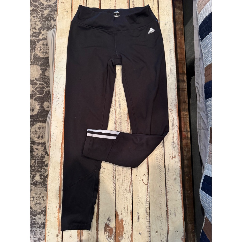 Adidas Golf Womens Black Performance Leggings Tights Silver Logo Small